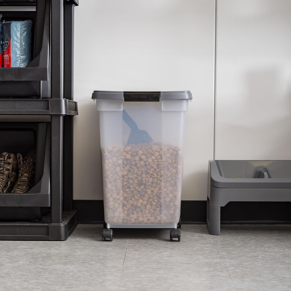 IRIS USA Dog Food Storage Container, Up to 50 lbs, Dark Gray, Made in USA