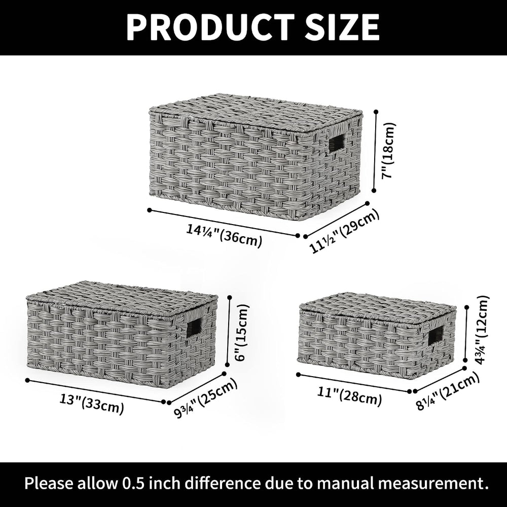 GRANNY SAYS Wicker Basket with Lid, Wicker Storage Baskets for Shelves