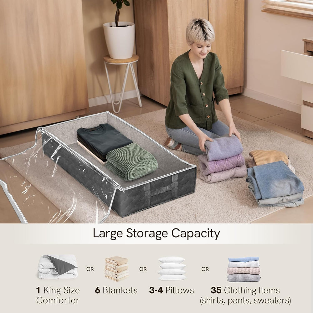 Reli. 90L Under Bed Storage with Clear Window, 8 Pack | Closet Storage Bins