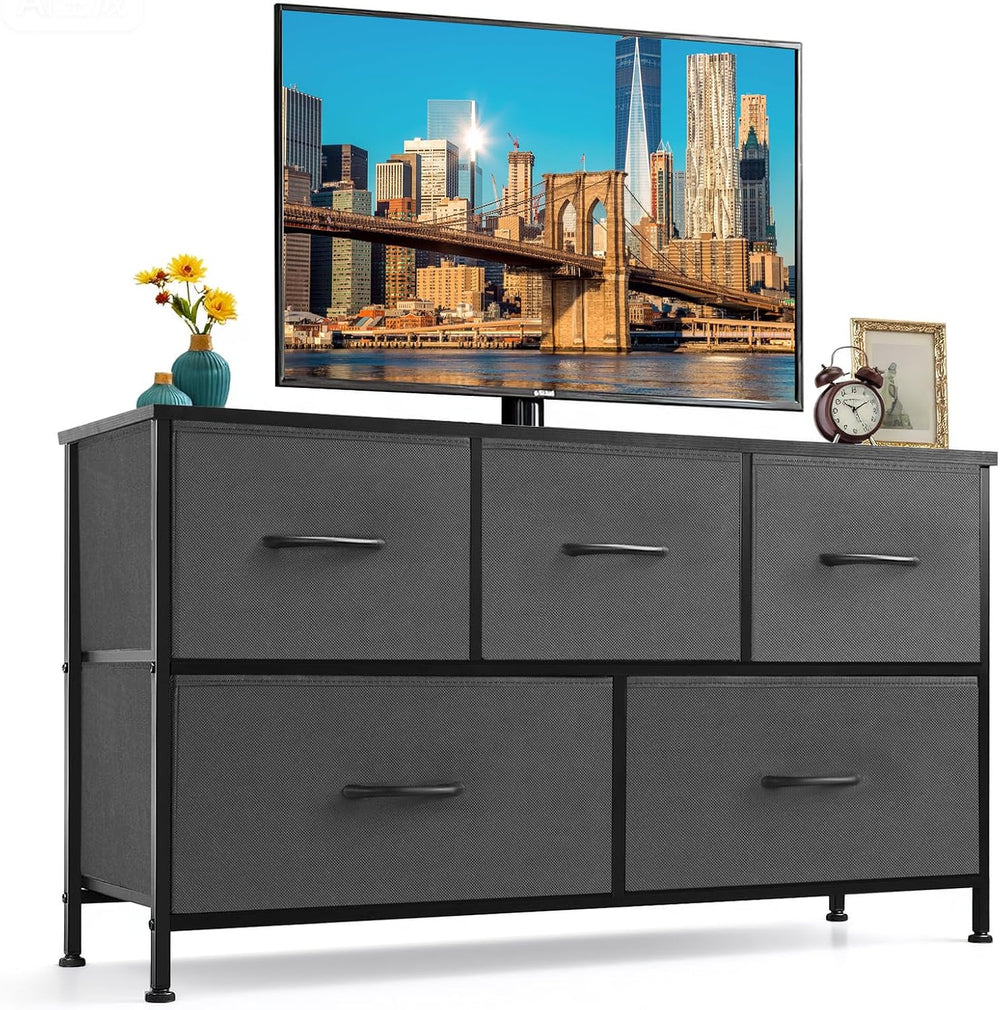 5-Drawer Dresser for Bedroom, Anti-Tip Wide Storage Organizer Fabric