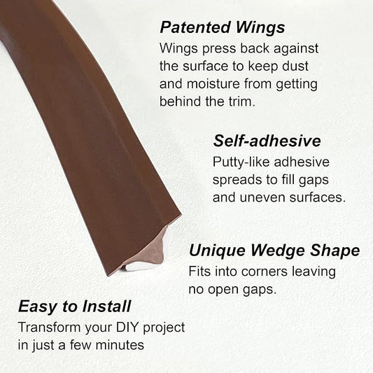 InstaTrim The Original Flexible Trim - 50ft Dark Brown 3/4" Wide Caulk Tape - - Image 2