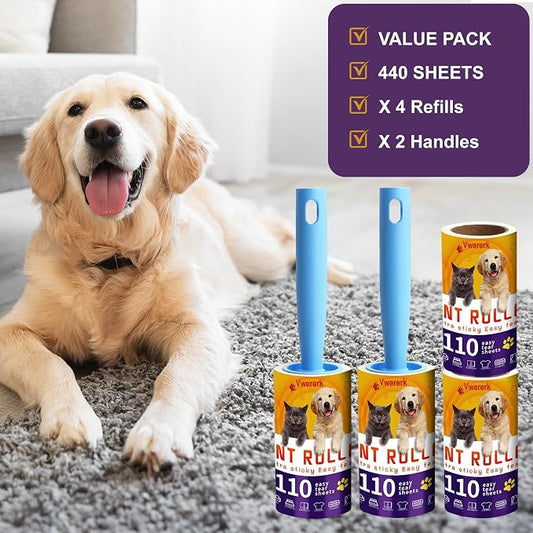 Lint Rollers for Pet Hair Extra Sticky, 440 Sheets/4 Lint Roller Refills - Image 2