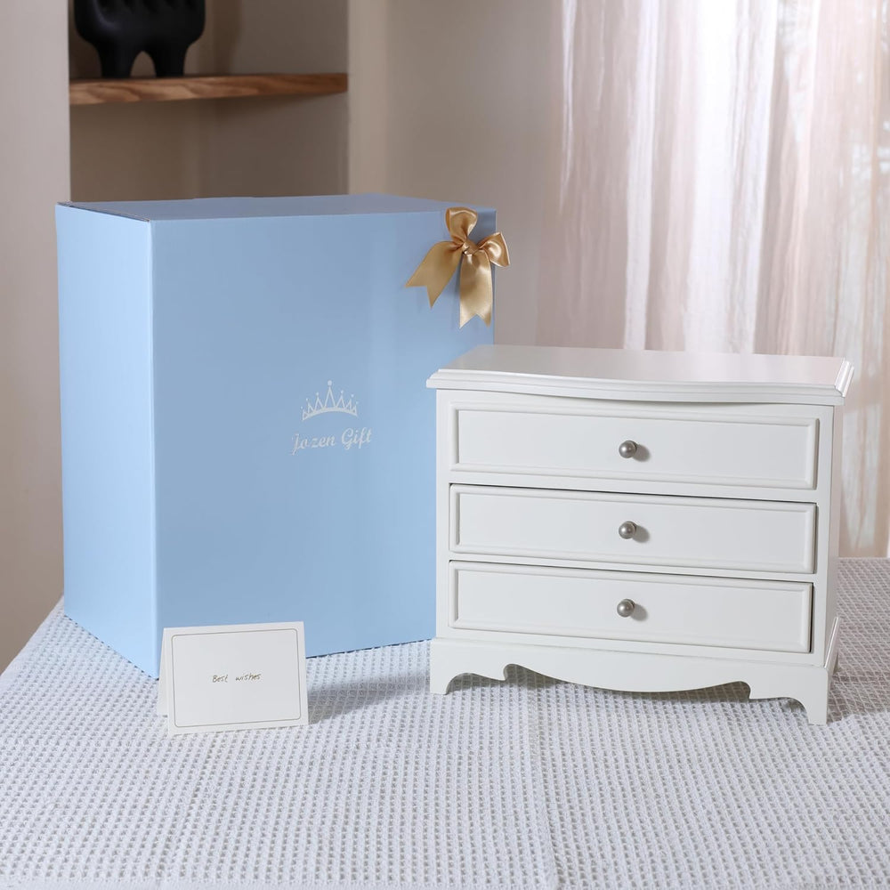 White Ballerina Musical Jewelry Box with Mirror for Girls and Women,Jewelry S...