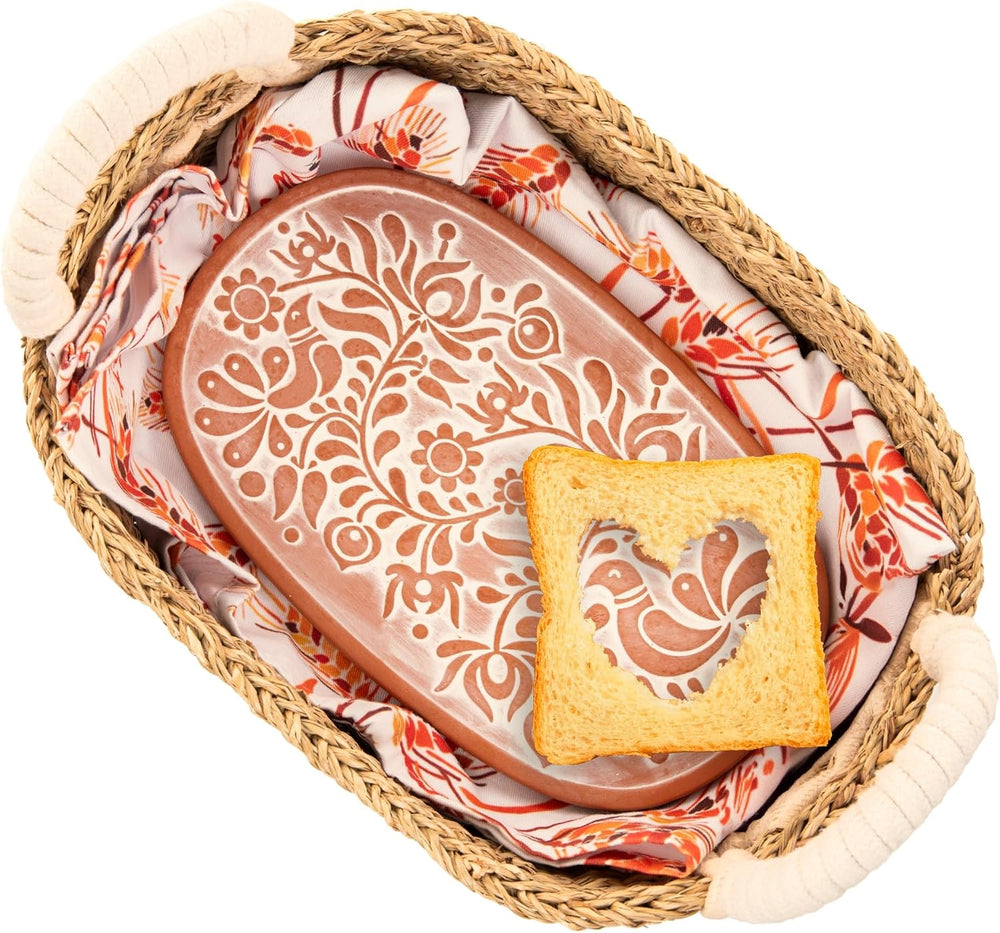 Vivi's Bread Warmer Basket with Stone | and Cotton Towel | for Sourdough ...