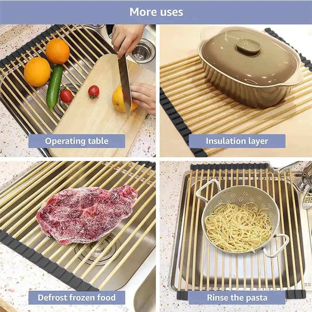 Strictly Sinks Stainless Steel Roll Up Dish Drying Rack – Copper 17 Inch Over...