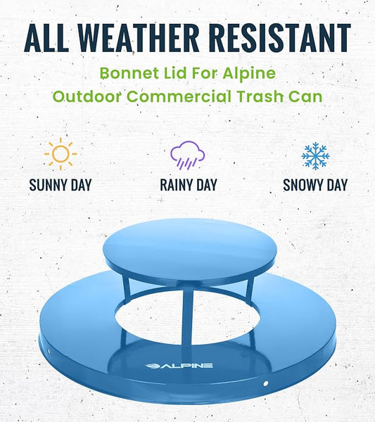 Alpine Outdoor Metal Waste Receptacle Rain Bonnet Lid - Image 2