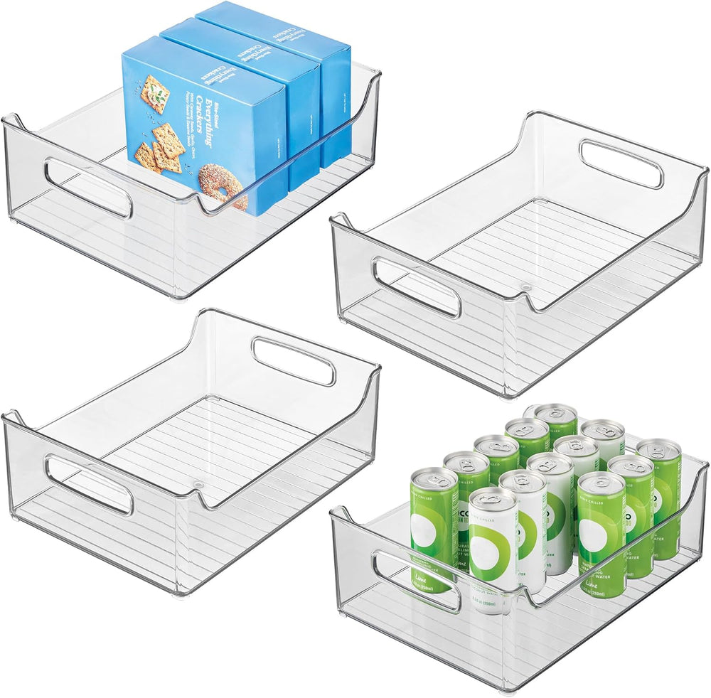 iDesign Stackable Clear Plastic Storage Bin, 4-Pack