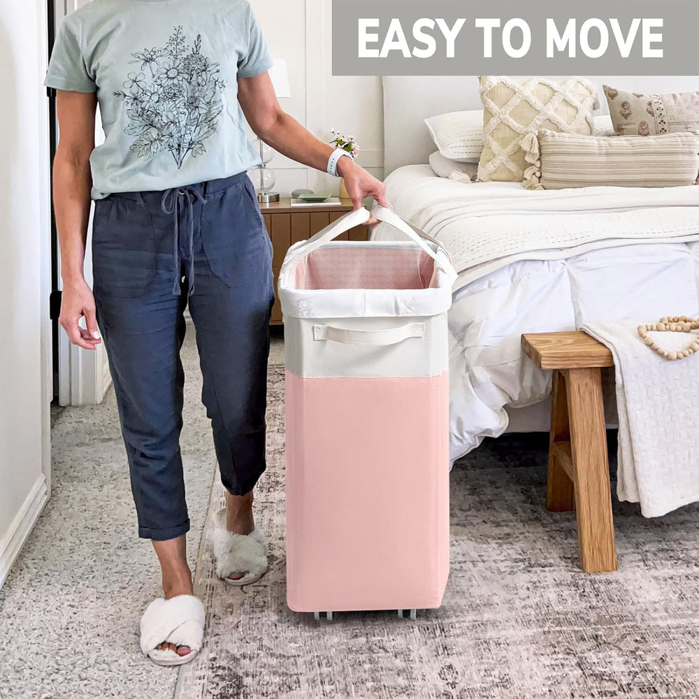 Goodpick 2-Pack Laundry Hamper with Wheels, Dorm Essentials for Girls,75L