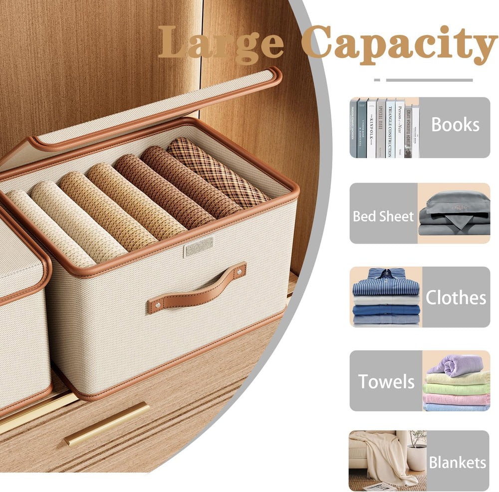 Tuza 4 Pack Storage Bins with Lids, Collapsible Closet Organizer Container, F...