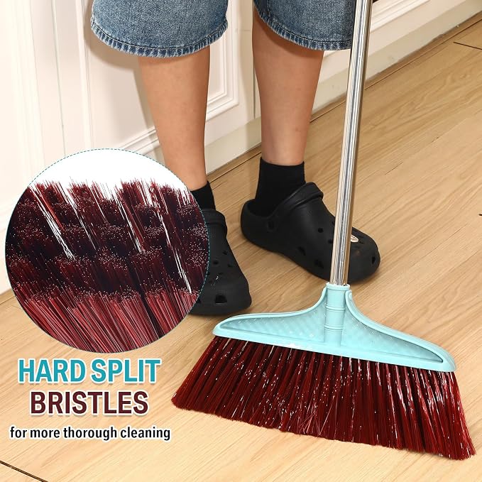 Lasnten 8 Pcs Heavy Duty Broom Commercial Set 49" Stainless Steel Detachable - Image 7