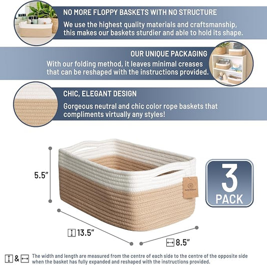NaturalCozy 13.5”x8.5”x5.5” Storage Baskets - Image 2