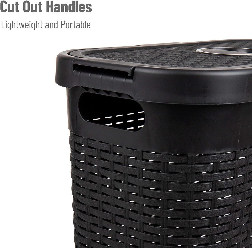 Mind Reader Slim Laundry Hamper with Lid, 40L Clothes Basket, Narrow Tapered ...