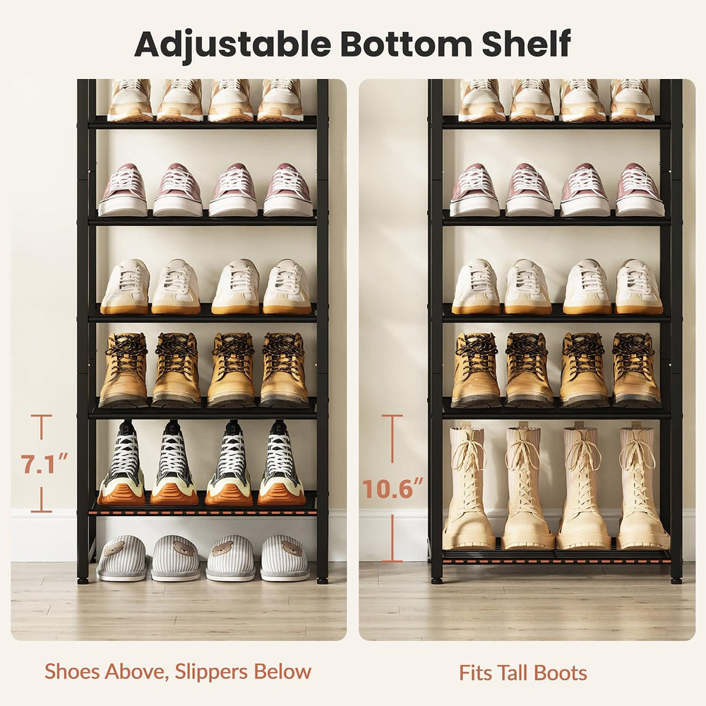 Narrow Shoe Rack 12-Tier, Tall Shoe Organizer for Small Spaces