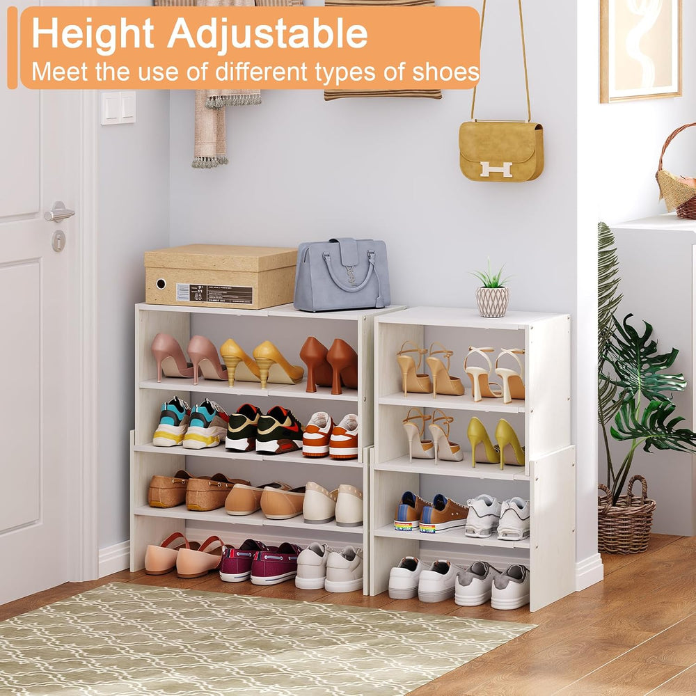 X-cosrack 2 Pack 2-Tier Shoe Rack Organizer for Closet, Expandable and Adjust...