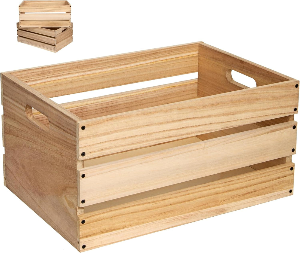 20"L Oversize Wooden Crates For Storage,Vinyl Record Storage Crates