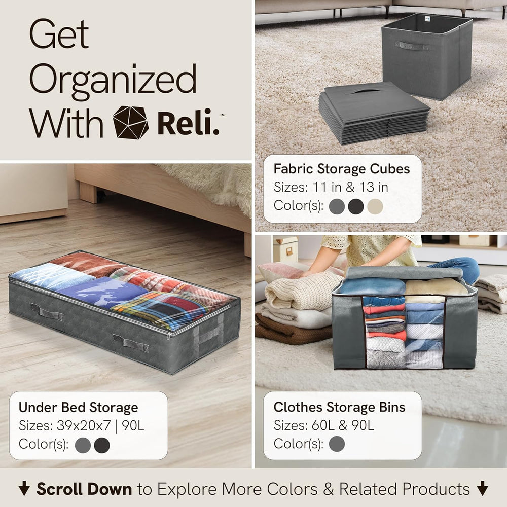 Reli. 90L Under Bed Storage with Clear Window, 8 Pack | Closet Storage Bins