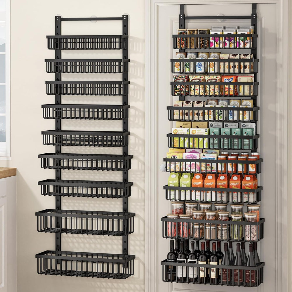 POKIPO 9 Tier Over The Door Pantry Organizer, 2 in 1 Wall Mount or Hanging Sp...