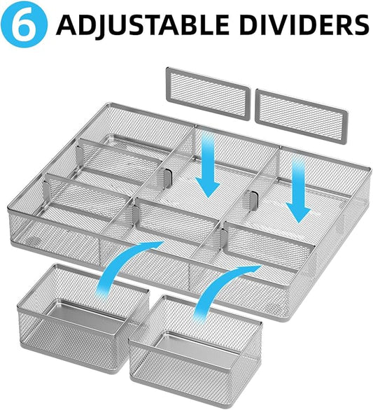 Marbrasse 3 Packs Desk Drawer Organizers, Metal Mesh Dividers - Image 2