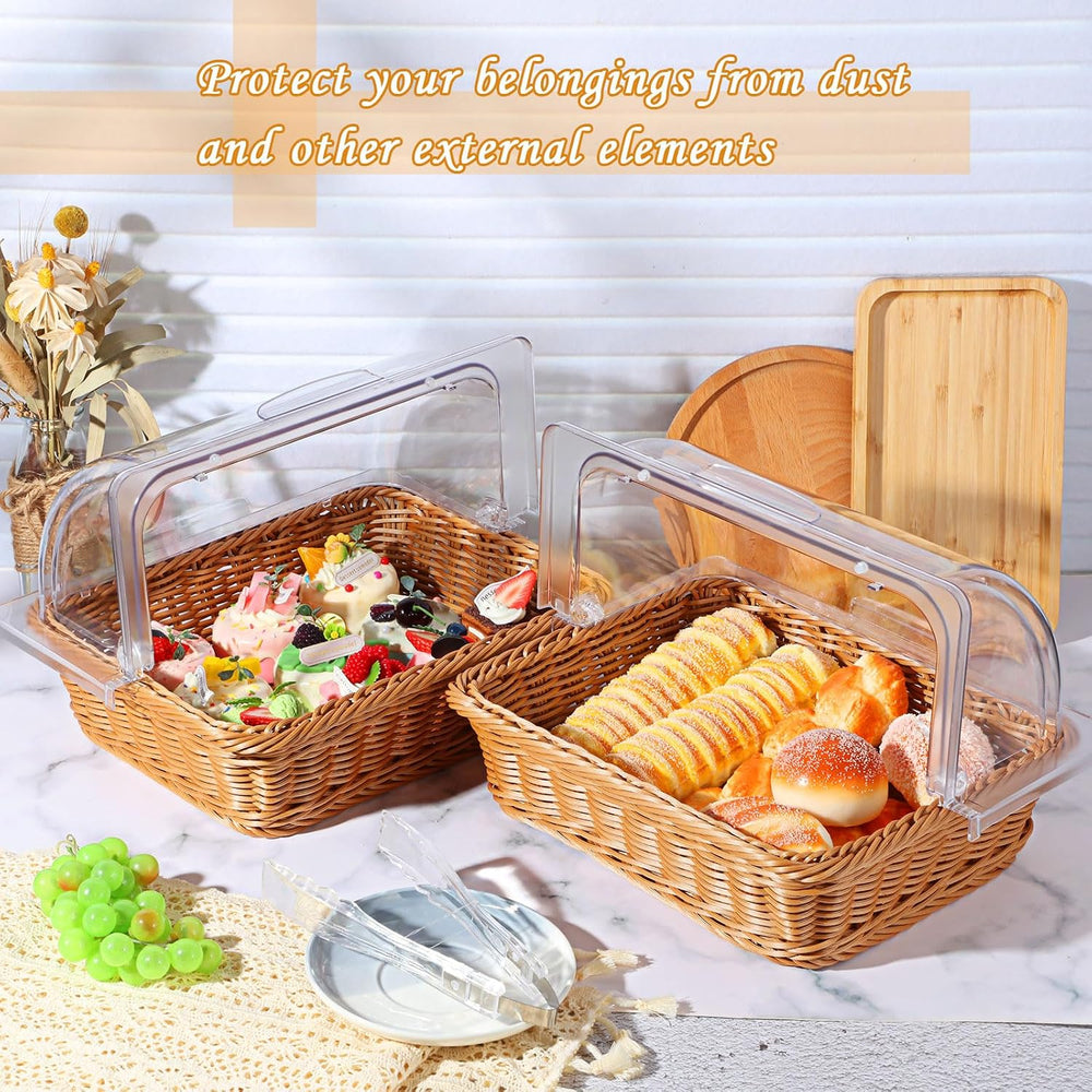 Ziliny 2 Set Wicker Bread Serving Basket, 13.78 x 10.63 Inch, 1 Compartment