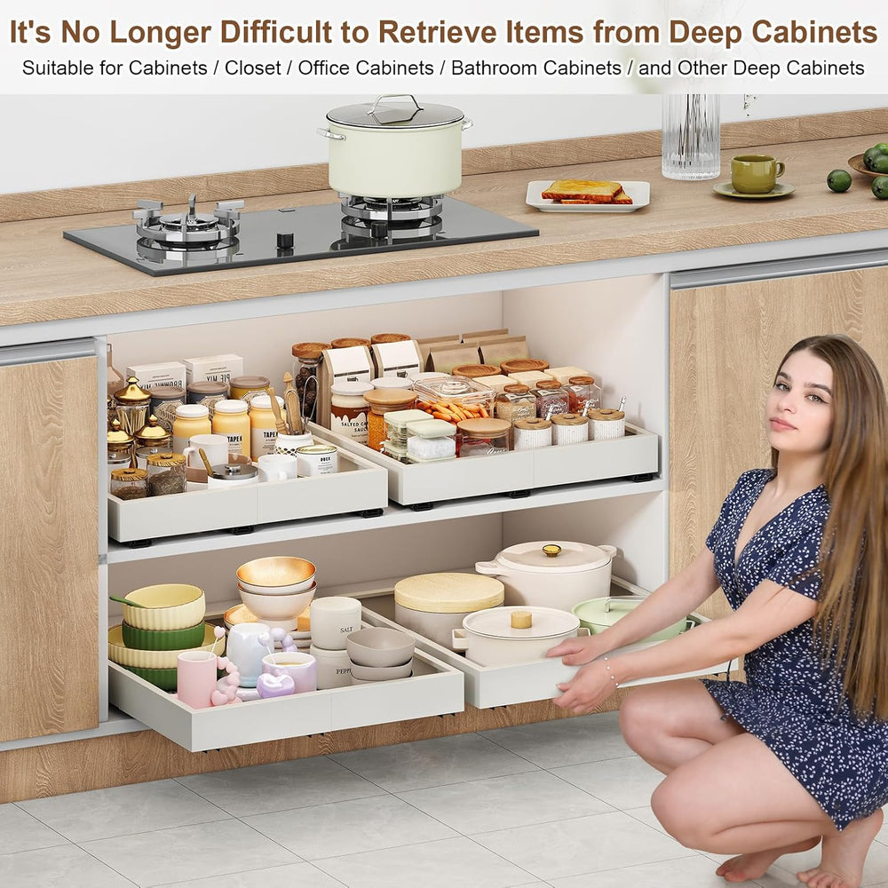 Fokyfok Pull out Cabinet Organizer,14"-21"W,17"-24"D,Expa...