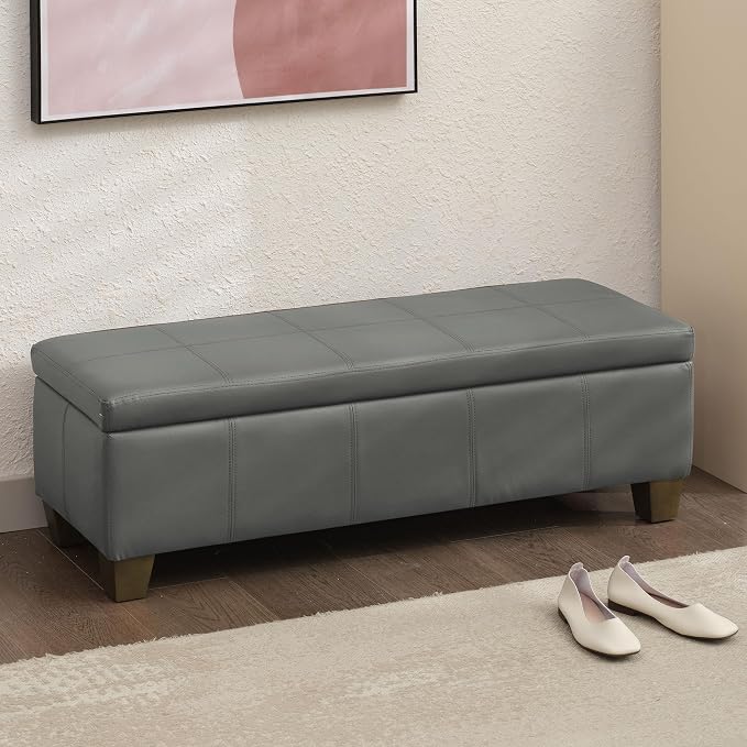 51 Inch Faux Leather Ottoman - Image 8