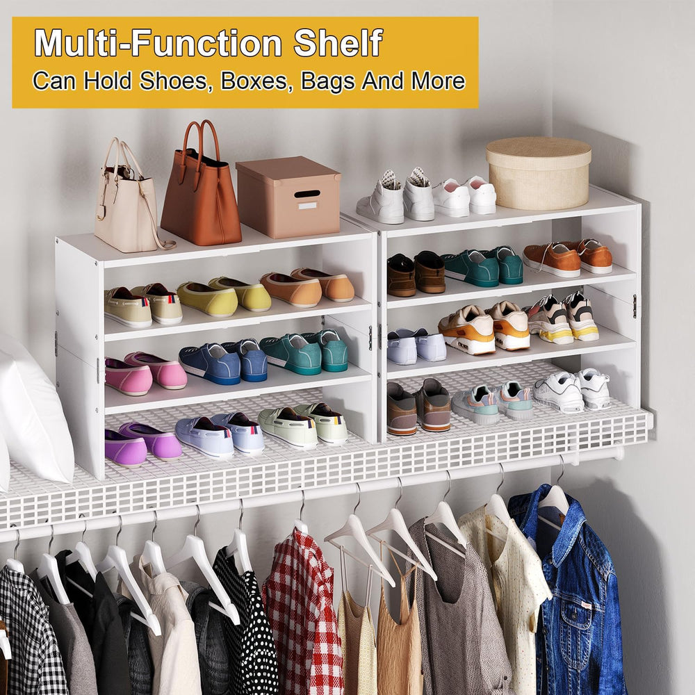 White Shoe Rack Organizer for Closet, 3-Tier Expandable Shoe Shelf, Stackable...
