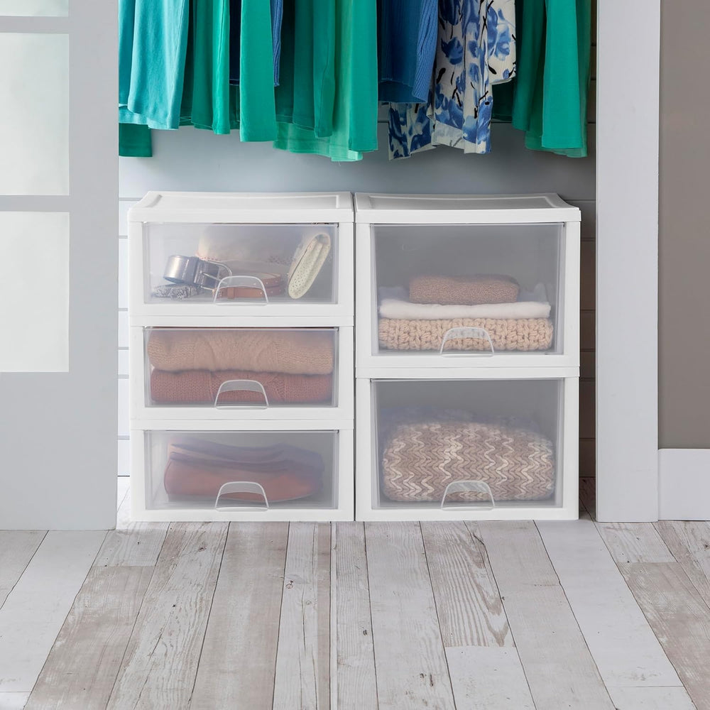 Sterilite Stacking Drawer Storage Organizer for Clothes, 16 Quart, 18-Pack