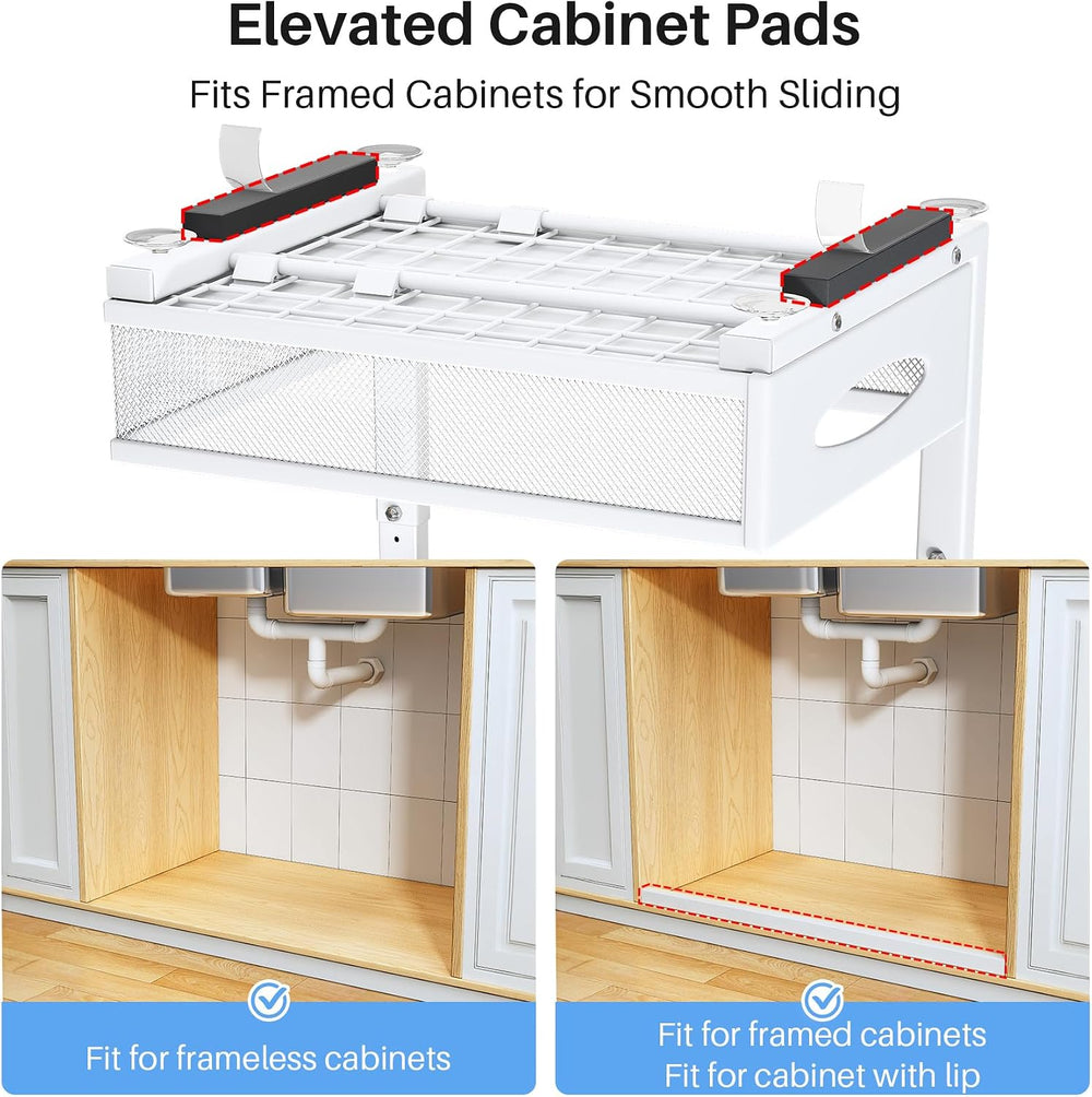 Under Sink Organizer, 2 Pack 2 Tier Pull Out Under Cabinet Organizer Shelf wi...