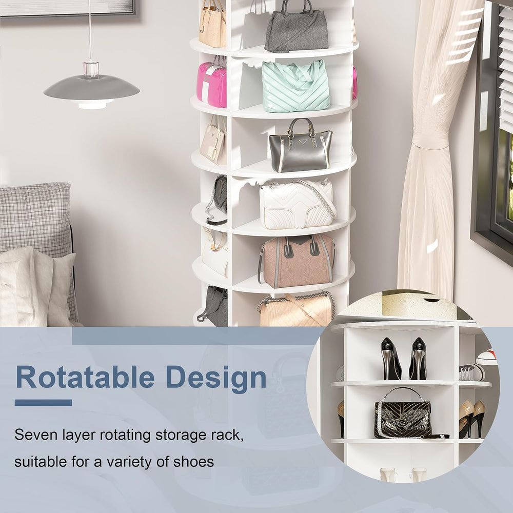 HomVent Rotating Shoe Rack Tower, 7-Tier Spinning Shoe Rack