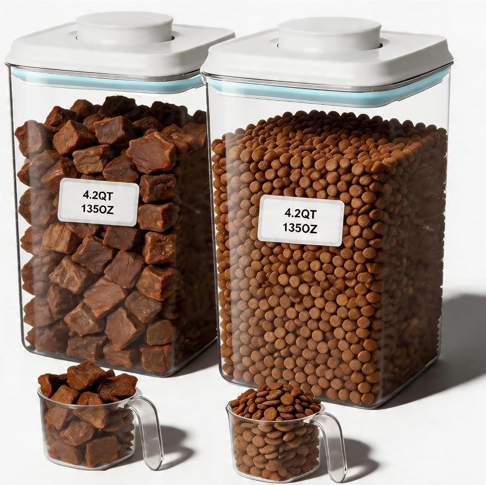 3-5 Lbs Dog Cat Treat Container Pop Pet Food Storage Container 4.2qt *2