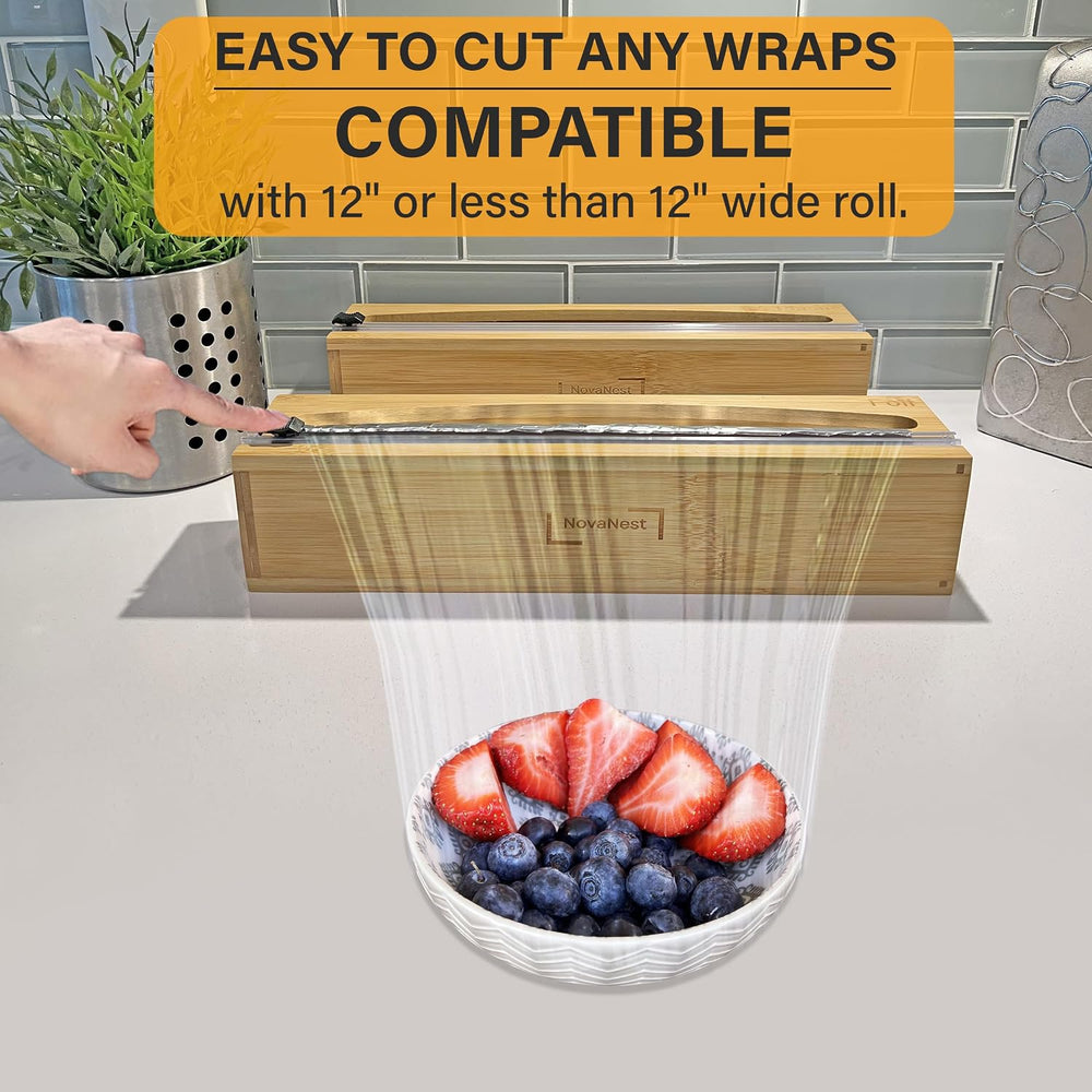 Wrap Organizer Dispenser with Cutter, (2 Piece Set), Fits 12" Rolls, Pla...