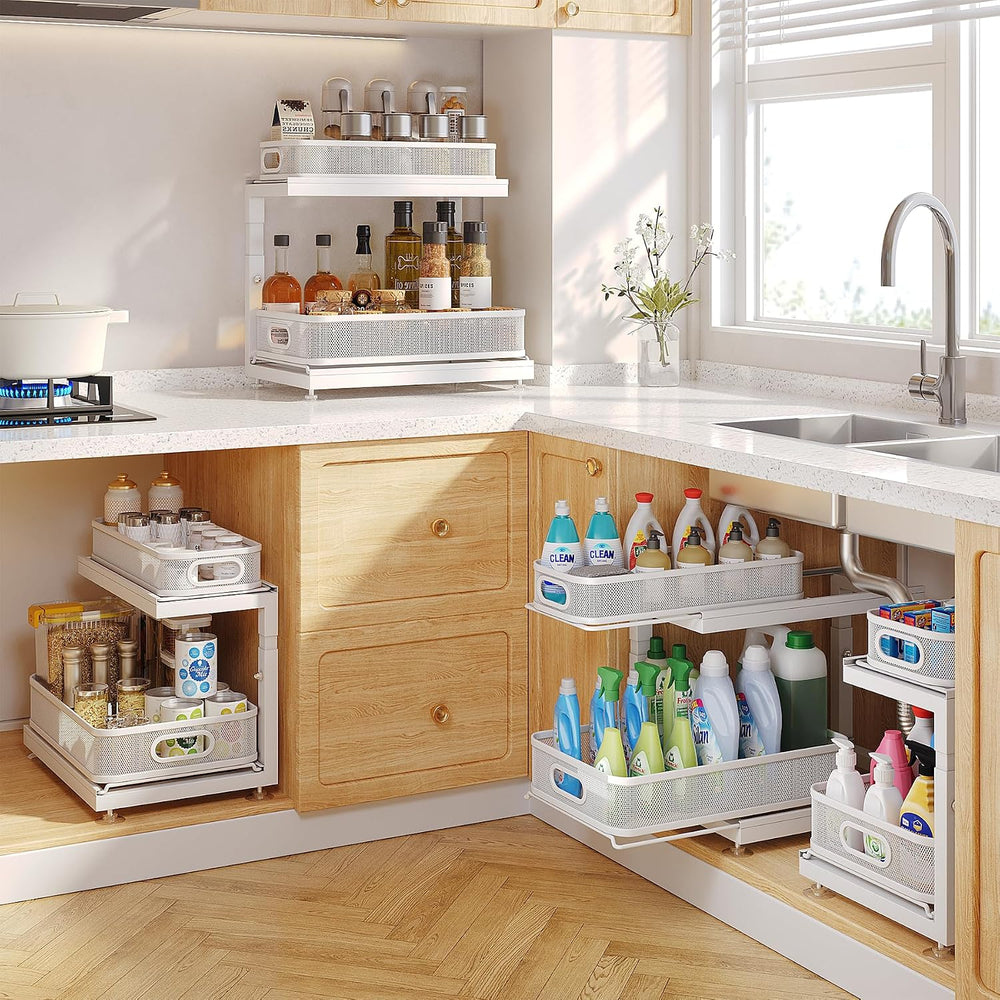 2-Pack Under Sink Storage Organizer with 2-Tier Slide Out Drawer, Sophisticat...