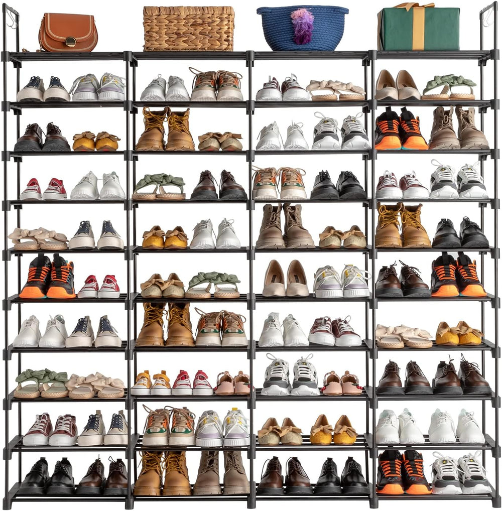 amopacorp Large Shoe Rack 4 Row 10 Tier Organizer for Closet Entryway, 80 Pai...