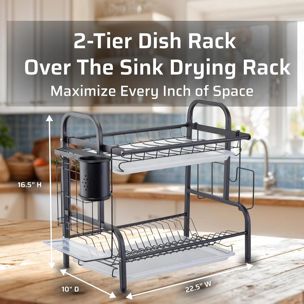 Farenheit Stainless Steel 2-Tier Side Sink Dish Drying Rack for Kitchen Count...