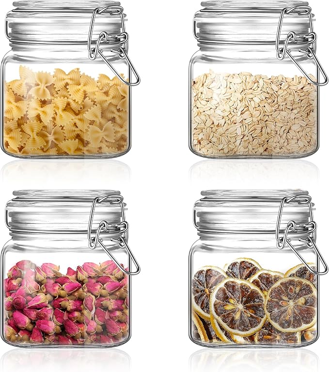 Glass Food Storage Jars with Airtight Lids 13 oz Square 4 Pack Kitchen Storage - Image 8