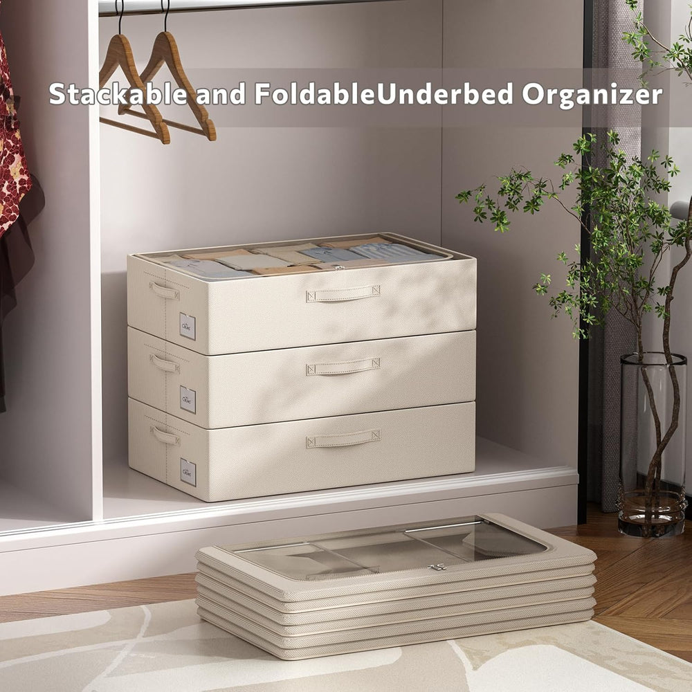 CYhom 3Pcs Under Bed Storage Bins with Metal Frame - Shoe Organizer for Close...