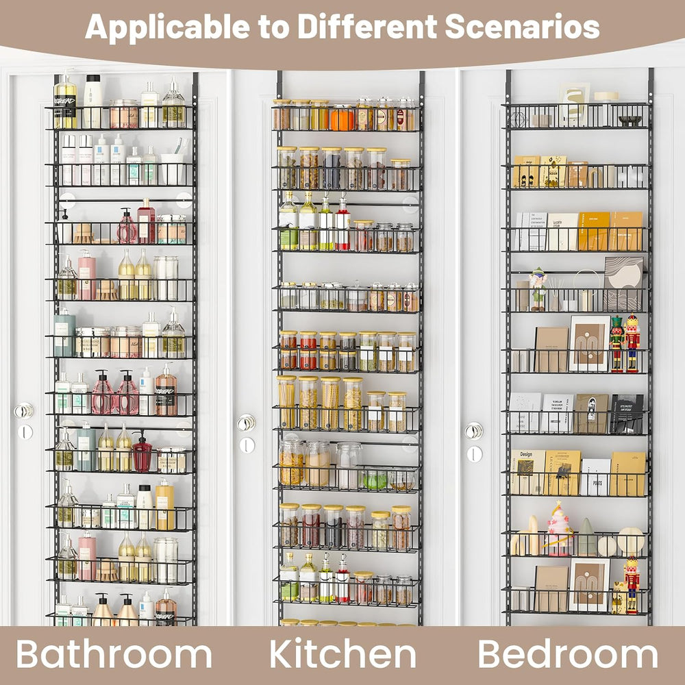 ElegantArray 10-Tier Pantry Door Organizer, Black