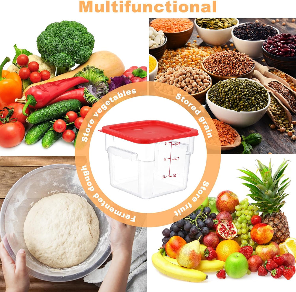 Ziliny 3 Sets 6 Qt Square Food Storage Containers with Lids Dough Proofing Bu...