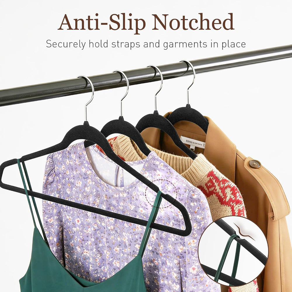 Velvet Hangers 200 Pack, 17.5" Non-Slip Clothes Hangers, Black
