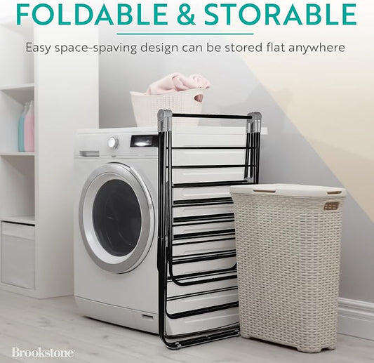 Brookstone 2 Tier Folding Rack – Indoor/Outdoor Collapsible Clothes Dryer Stand - Image 2