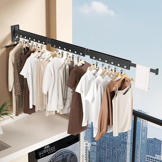 Wall Mounted Collapsible Clothes Drying Rack, Durable Space-Saving Laundry - Image 2