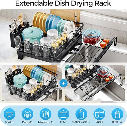 Extendable Dish Drying Rack, 2 in 1 Multifunction Dish Rack - Image 2