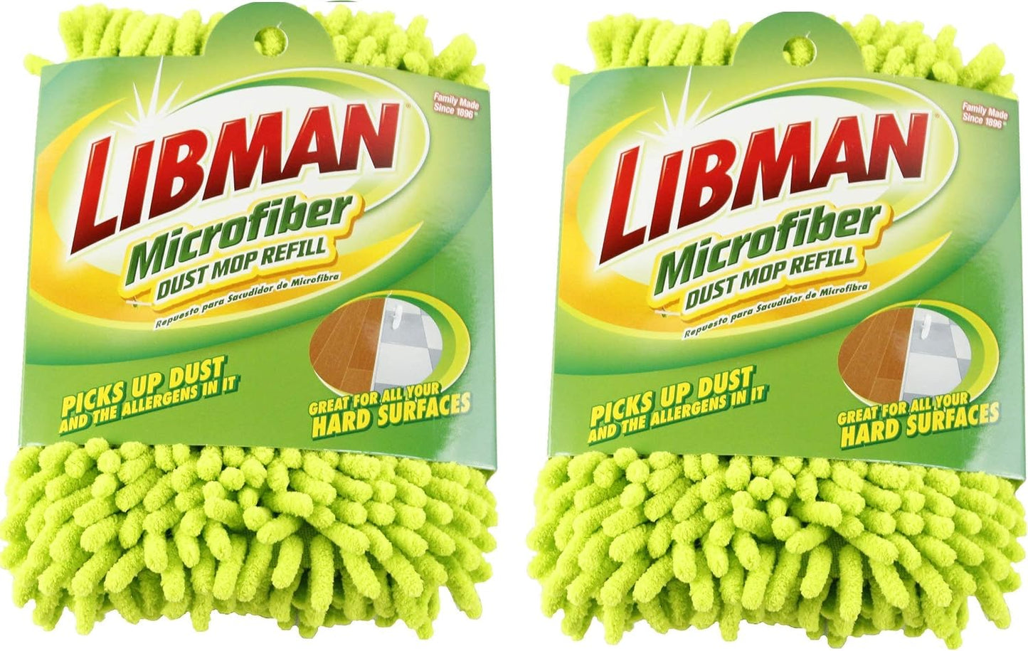 Libman 196 Microfiber Dust Mop Refill with Premium Microfiber Fingers, 18.75" - 2 Pack