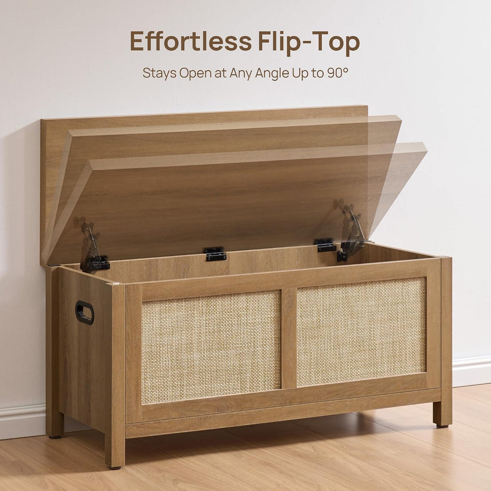 SICOTAS Rattan Storage Chest 39.4" Storage Bench for Bedroom