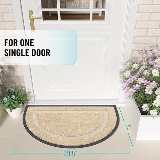 OLANLY Half Circle Door Mat Indoor Outdoor Entrance Welcome, Waterproof - Image 2