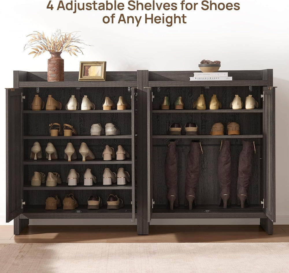 SICOTAS Shoe Storage Cabinet Set of 3, Large Capacity Rattan Shoe Cabinet
