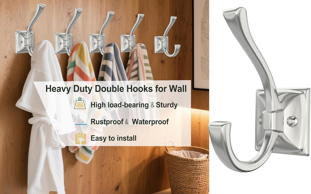 TOFIIGREM 8 Pack Brushed Nickel Towel Robe Hooks, Coat Hooks for Wall Hanging...