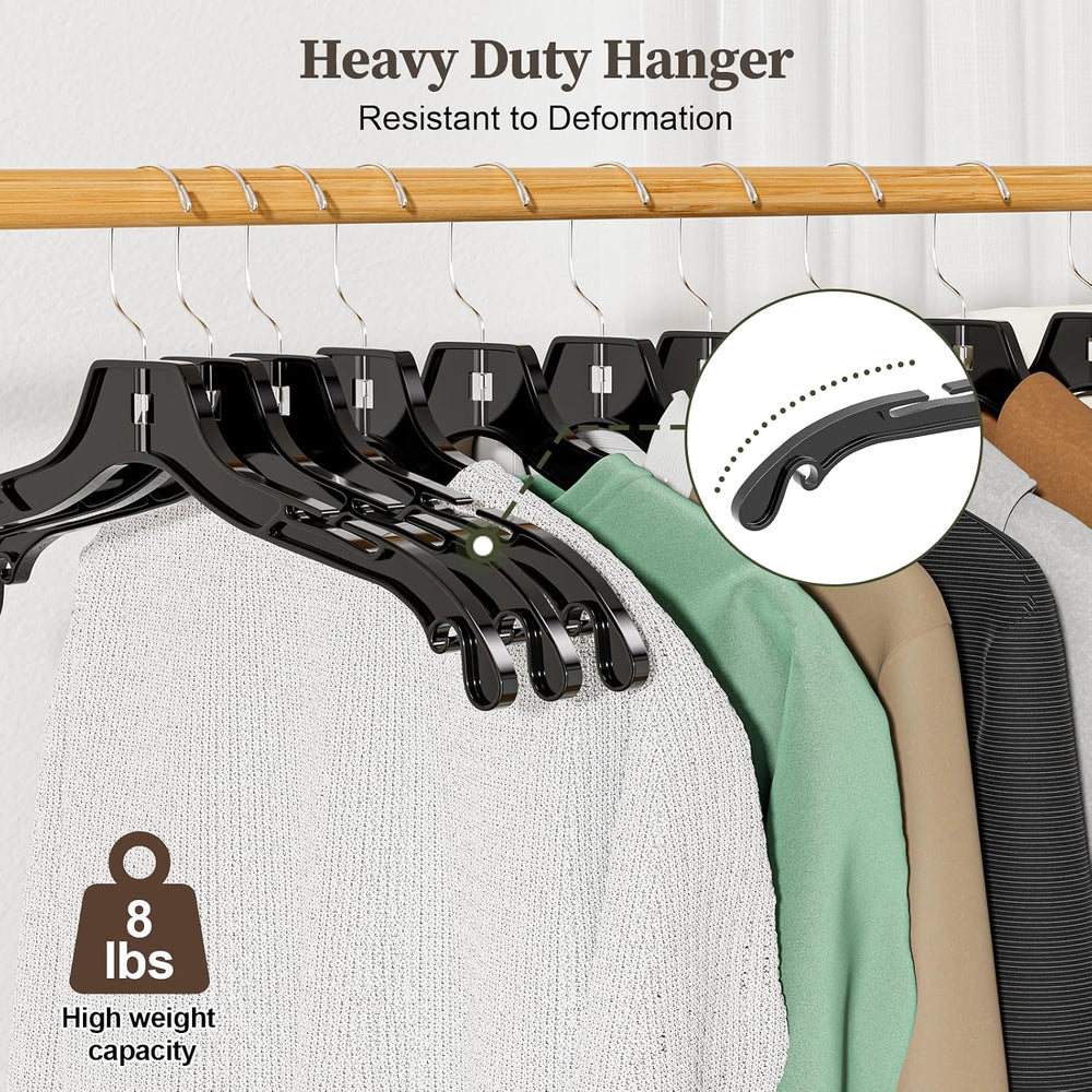 Black Plastic Hanger 50 Pack, Heavy Duty Clothes Hangers