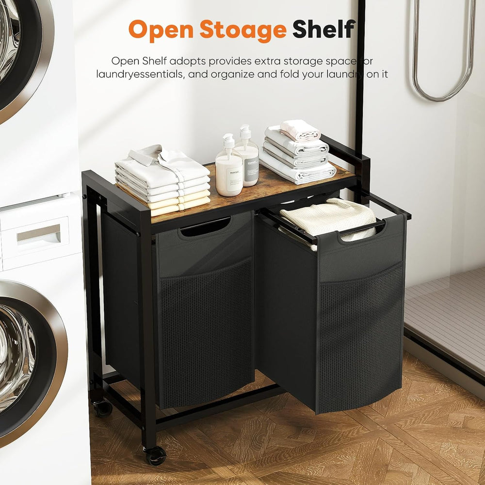 NEWBULIG Rolling Laundry Hamper with Removable Pull-Out Bag, Freestanding Clo...