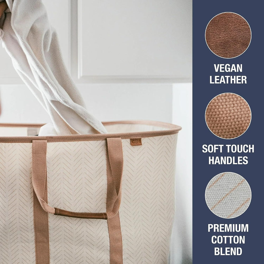 CleverMade Collapsible Fabric Laundry Hamper Premium, Mocha, 2 Pack